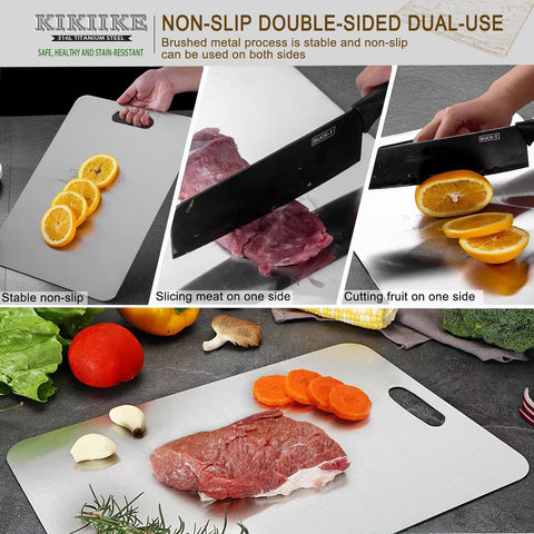 KIKIIKE titanium cutting board, easy cleaning and storage.