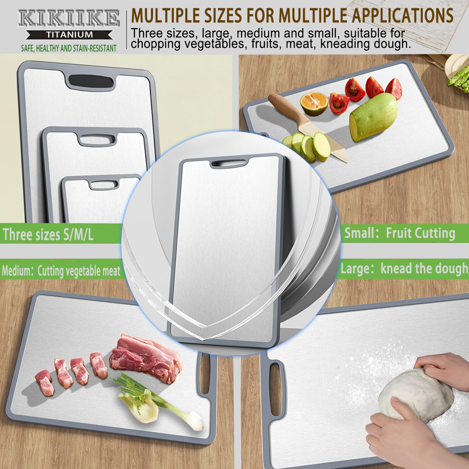 KIKIIKE large-size titanium board suited for dough and bulk chopping