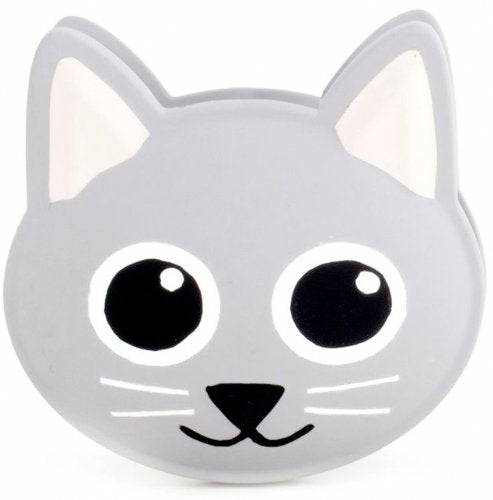 Kikkerland Cat Talking Bag Clip front view with gray cat face, ideal for sealing snacks