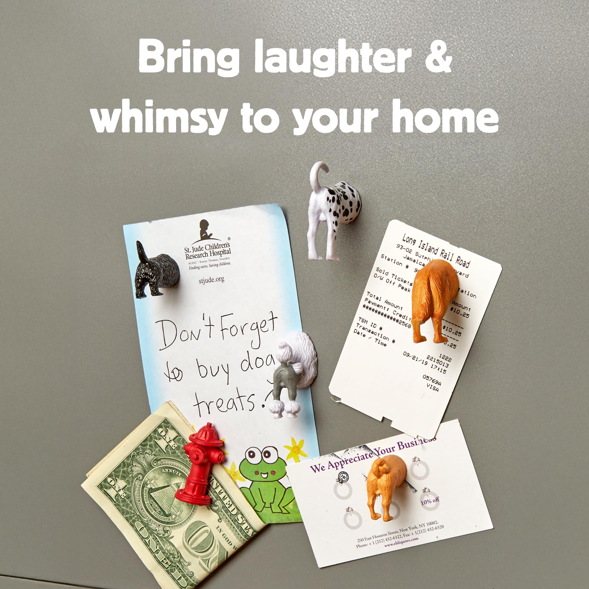 Kikkerland dog butt magnets set with fire hydrant decor