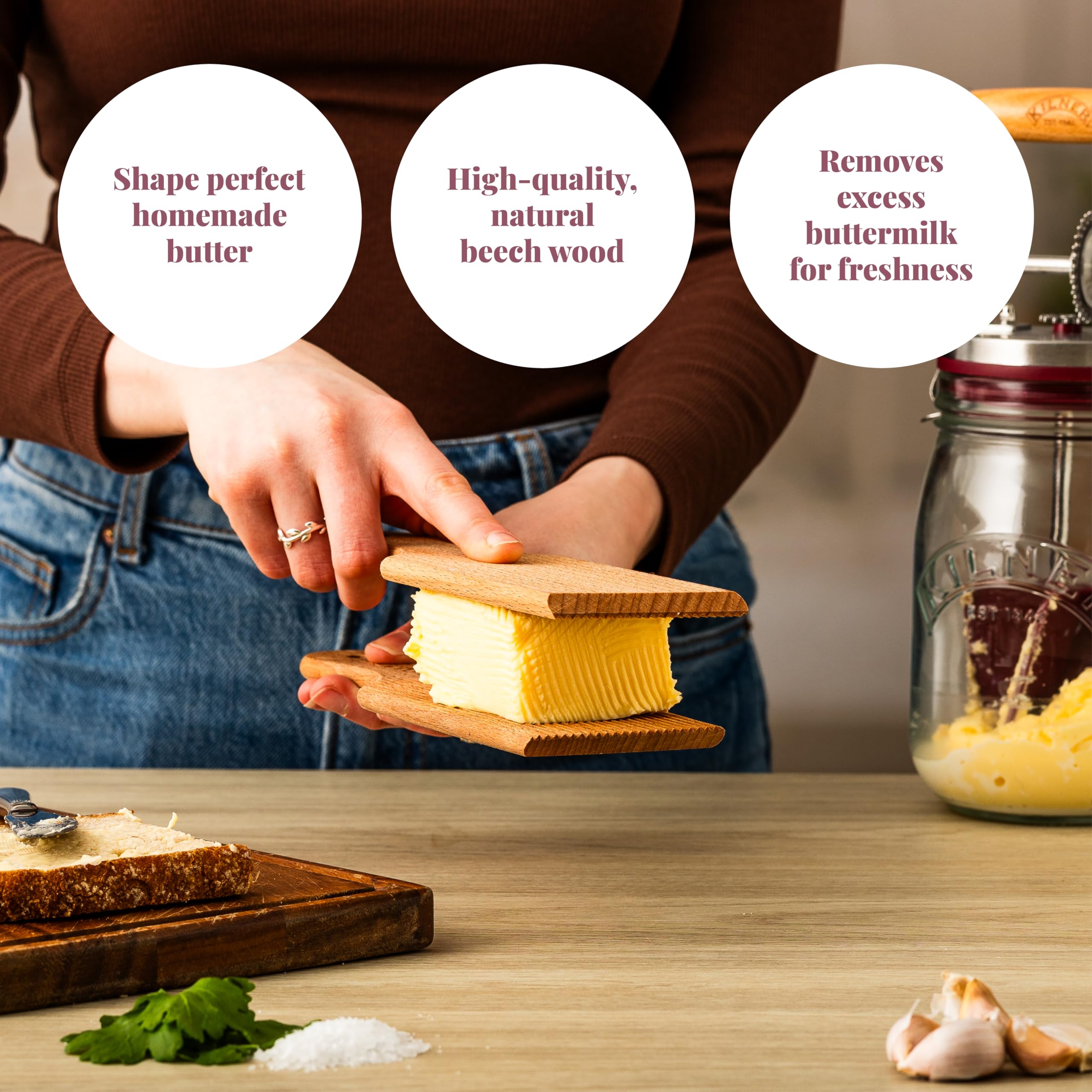 Kilner beech paddles long ergonomic design for comfortable handling