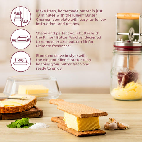 Kilner paddle ridged side removes excess moisture from butter