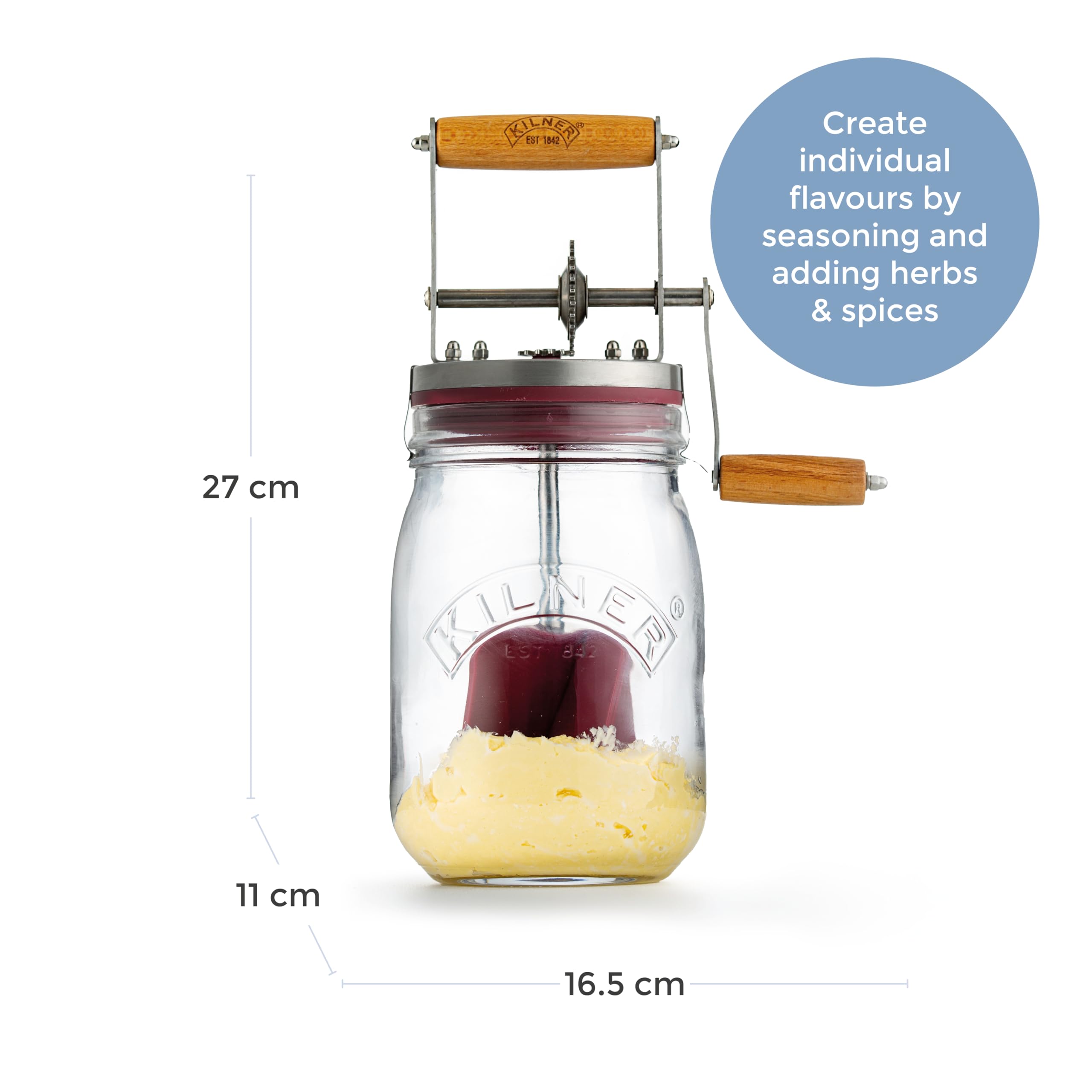 Kilner embossed logo jar highlights classic kitchen style.