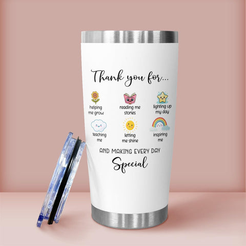Kilyhome end-of-year gift tumbler with playful icons that celebrate learning