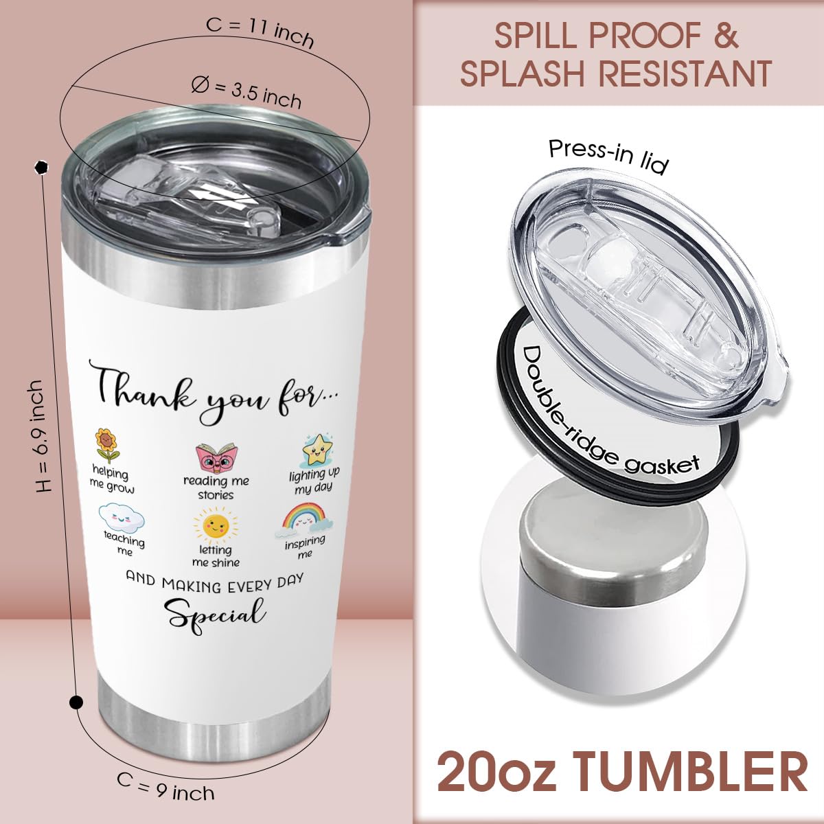 Kilyhome gift-ready tumbler for teachers with a charming message and sturdy build
