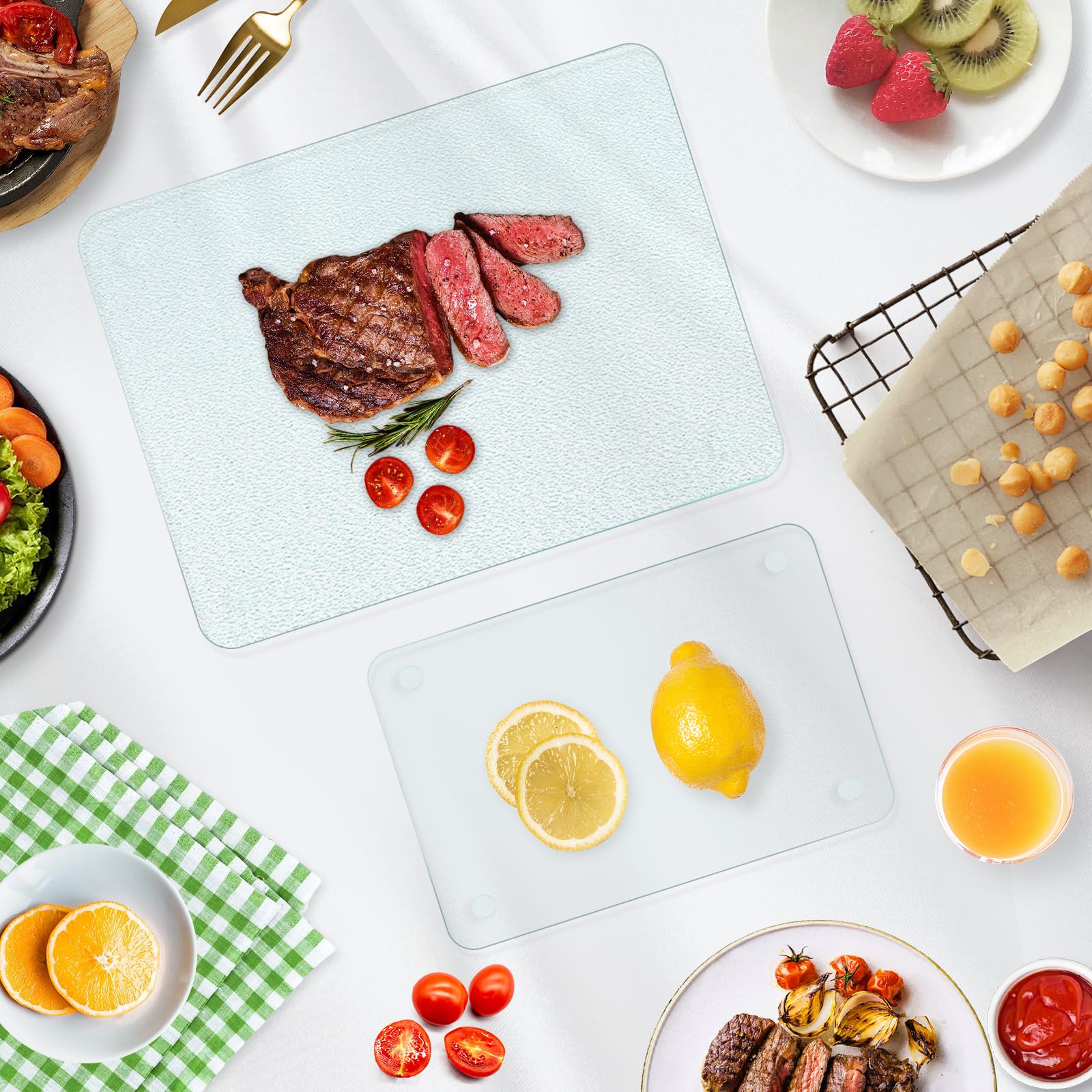 KimiDitt cutting board doubles as counter protector during kitchen tasks.