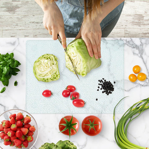 KimiDitt glass cutting board heat-resistant surface handles warm dishes.