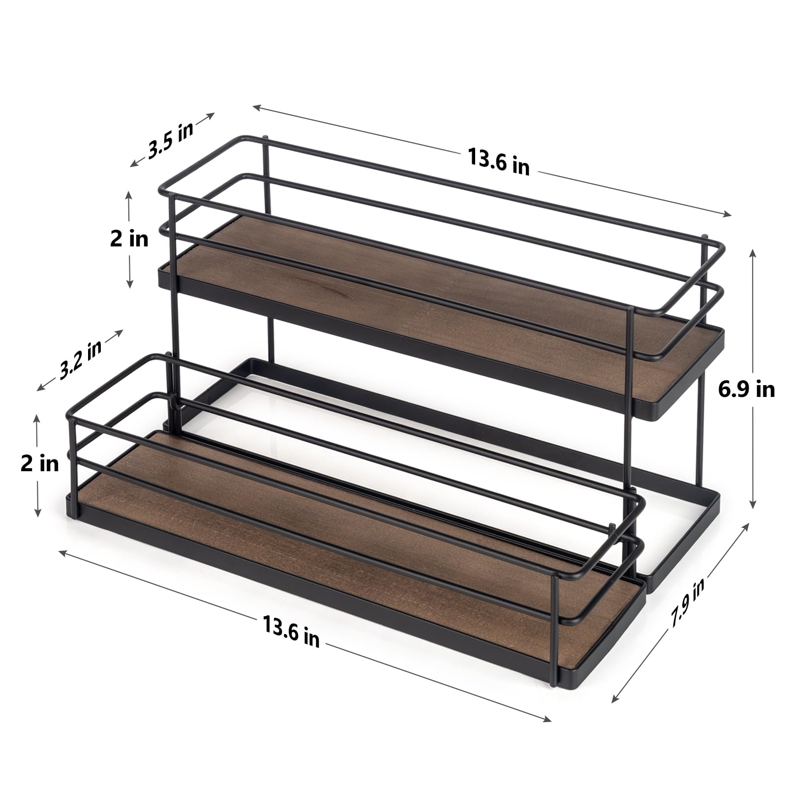 Kimilus sleek black metal rack with rustic wood base for kitchen or bar
