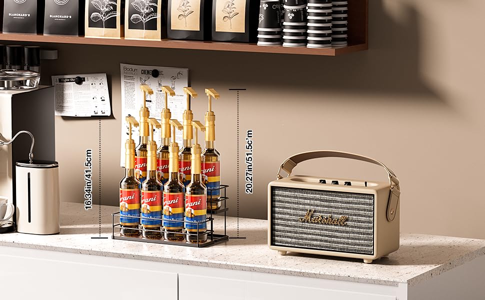 Kimilus space-saving countertop design fits small spaces while keeping bottles organized