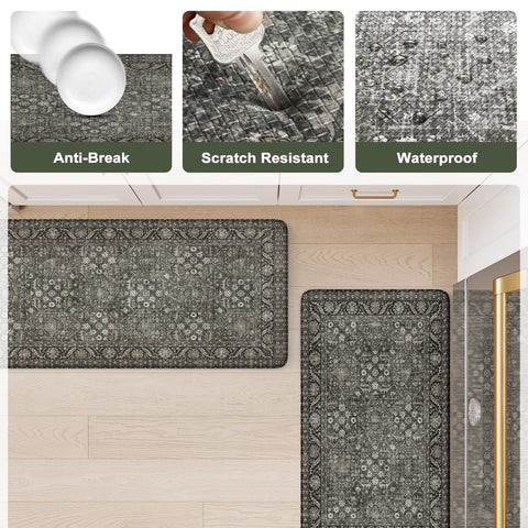 Kimode kitchen floor mat protects floors while standing at counters or prep stations.