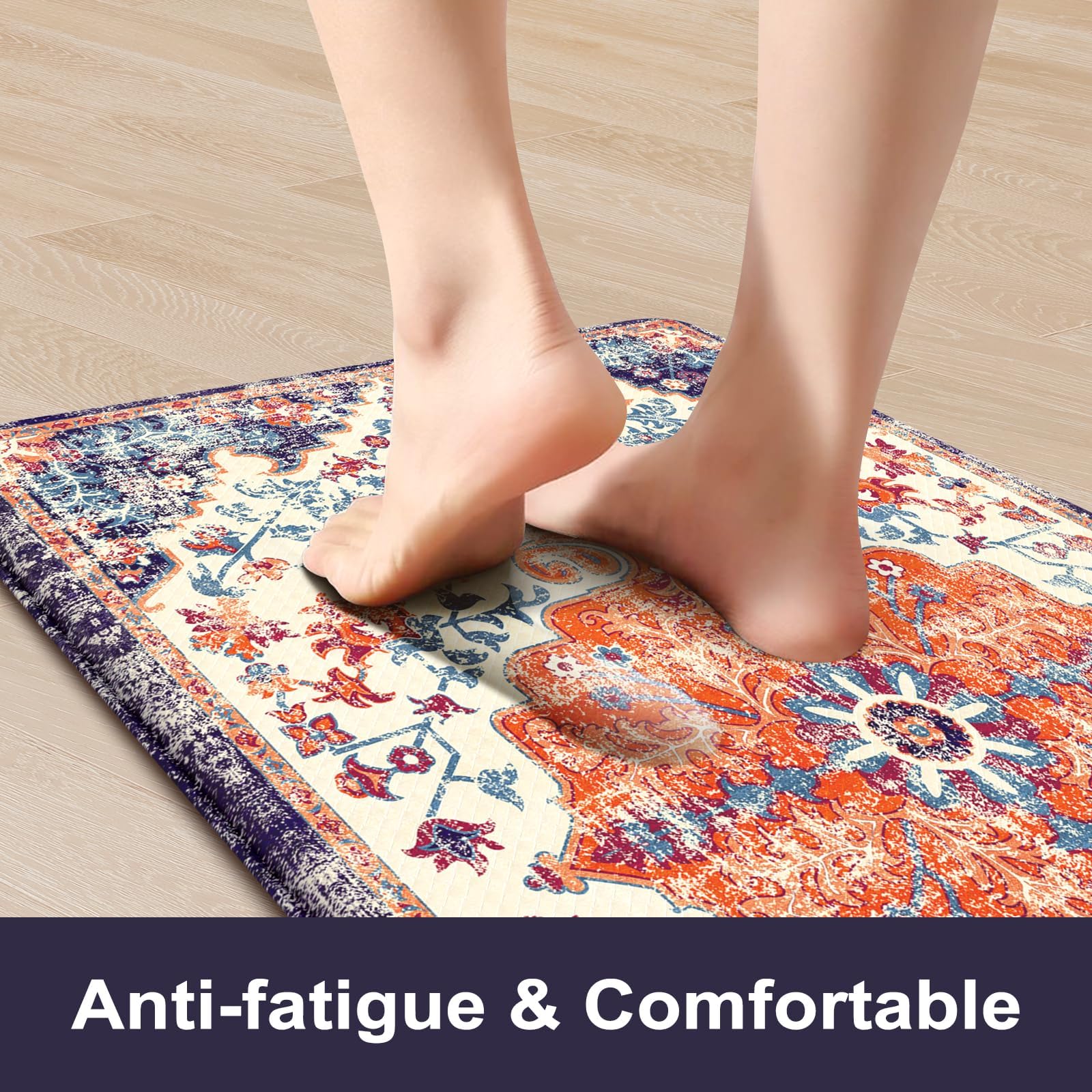 KIMODE boho medallion motif kitchen rug ideal for the sink and prep areas.