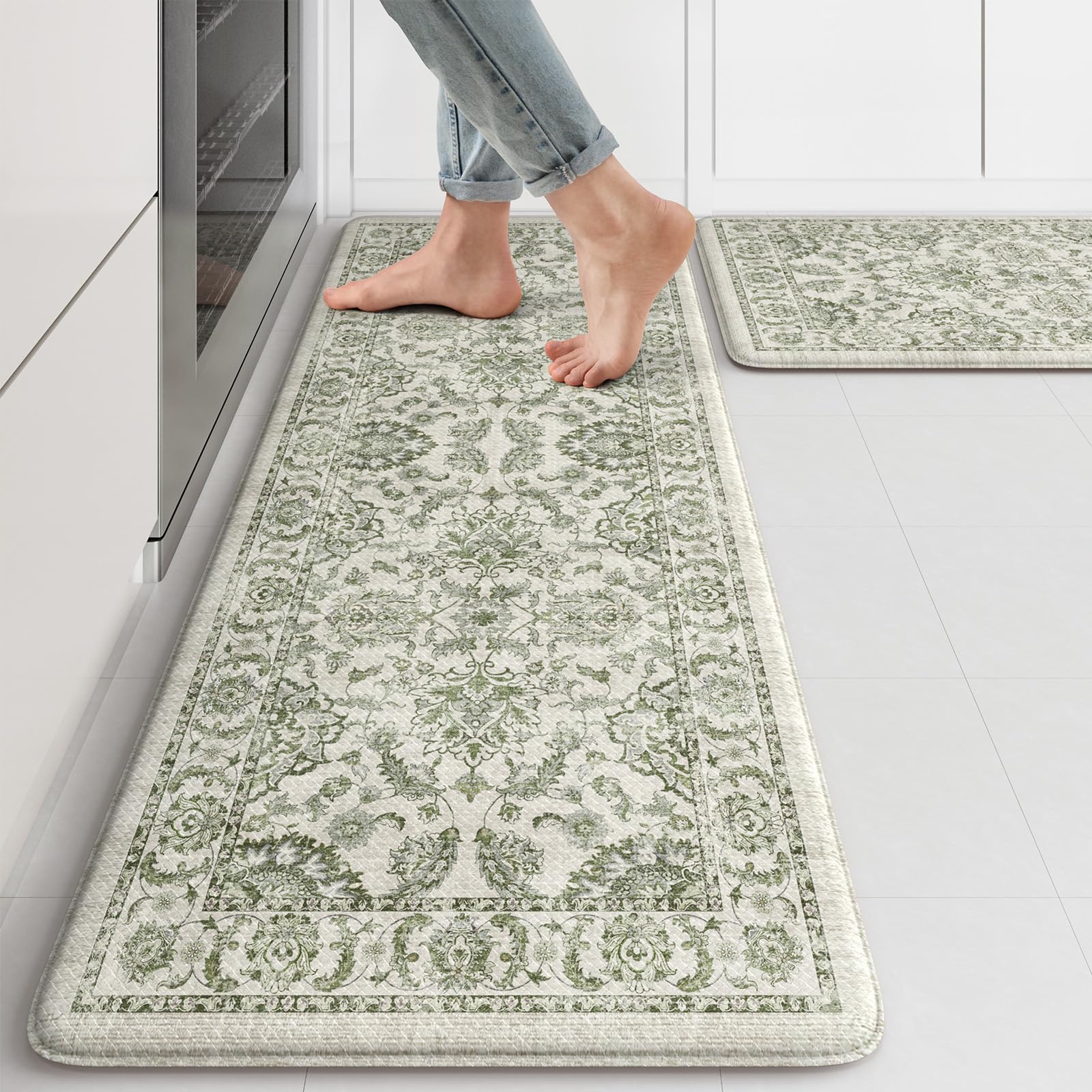 KIMODE anti-fatigue mat set cushions feet during long kitchen prep