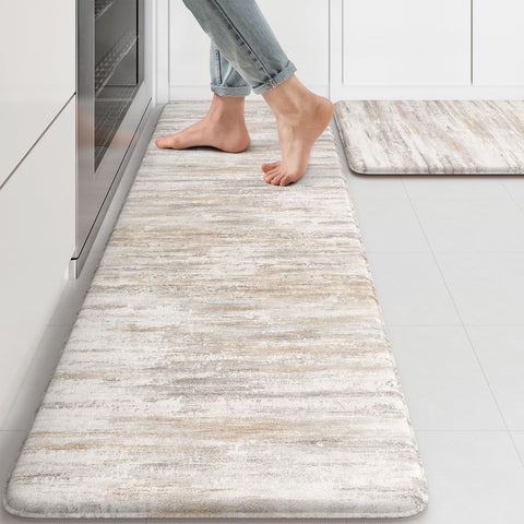 KIMODE anti-fatigue kitchen mats 17x47 offer cushioned support for long cooking tasks.