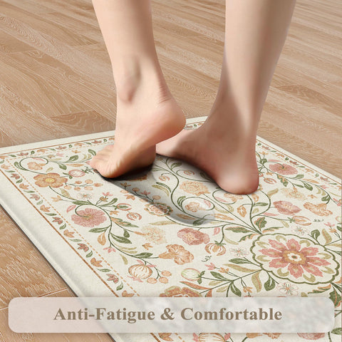 KIMODE boho floral design mat enhances kitchen decor while reducing fatigue on feet