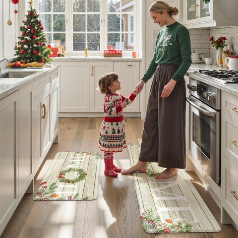 Kimode Christmas Kitchen Mat 2pc rectangular shapes provide generous coverage