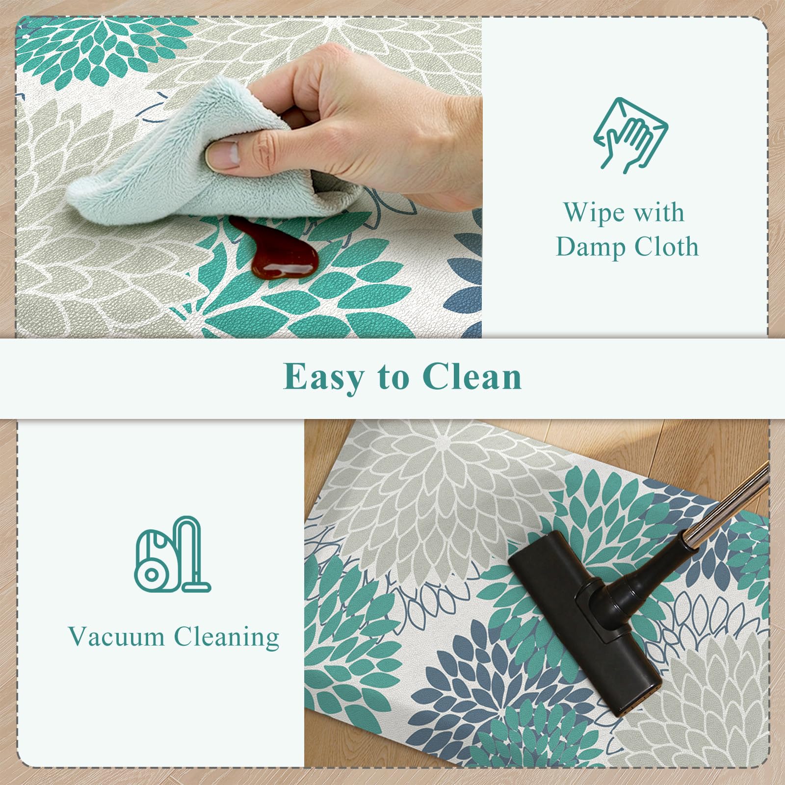 Kimode Floral Boho pattern mat brightens kitchen decor