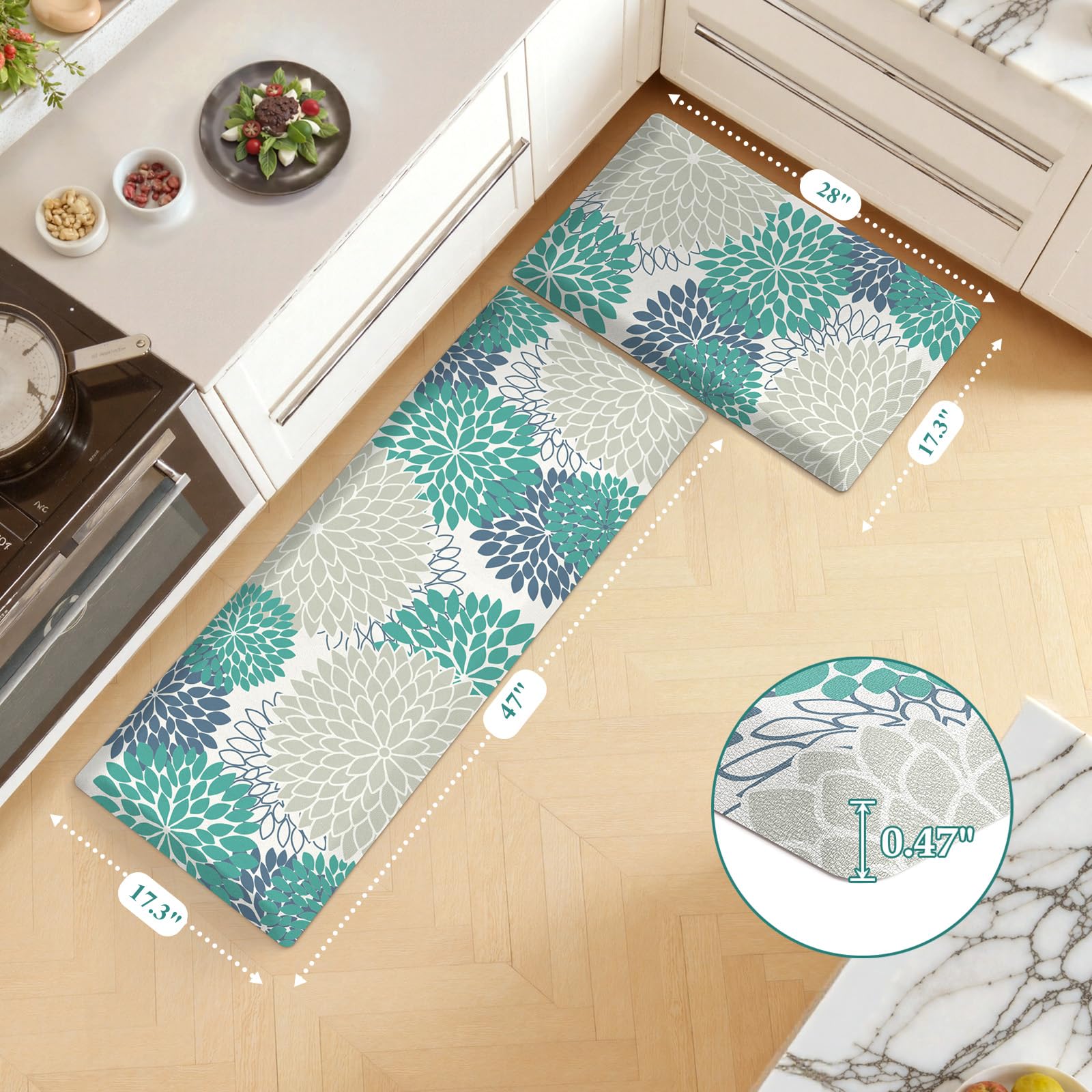 Kimode Comfort Kitchen Mats Set of 2 for multiple spaces