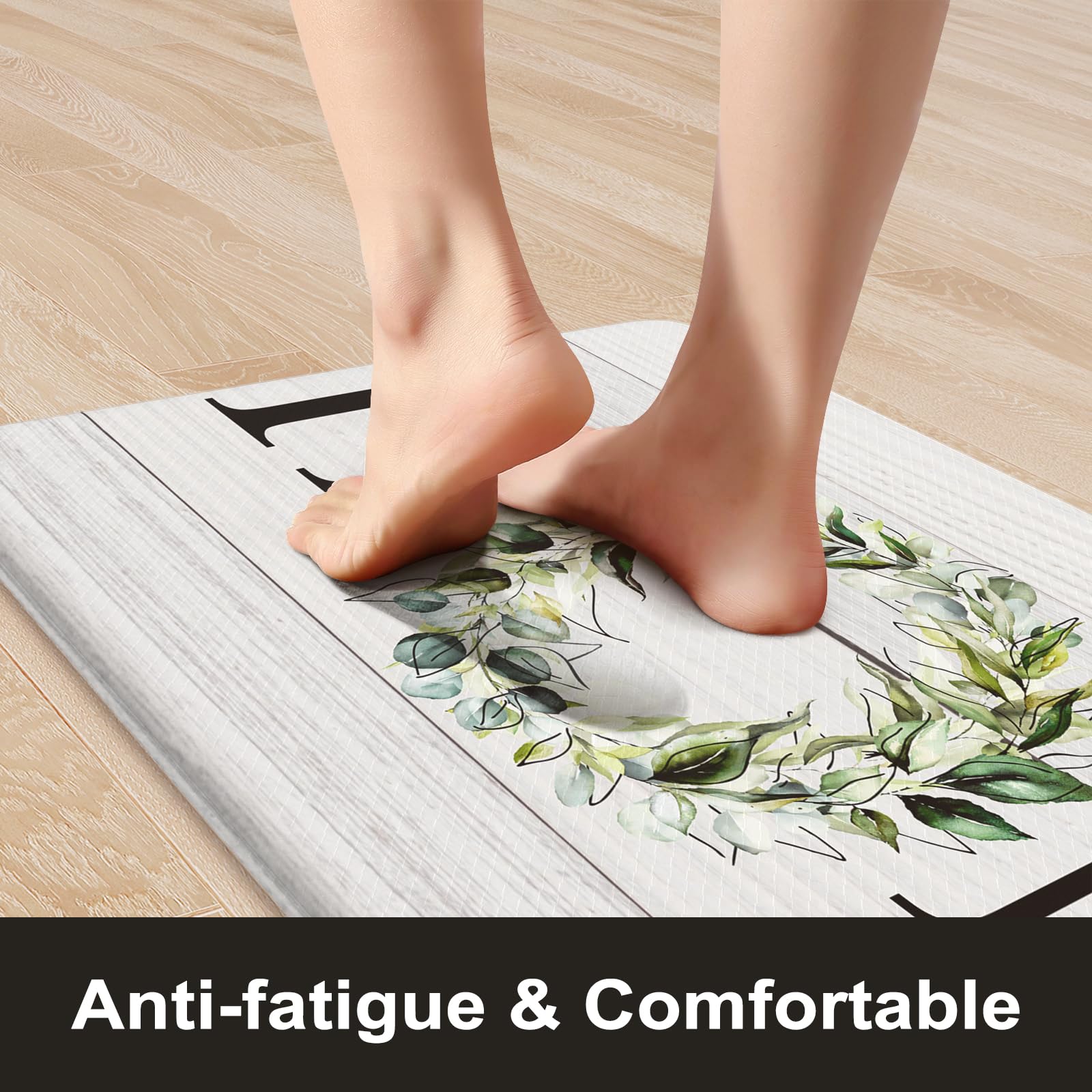 KIMODE anti-fatigue foam mat with non-slip backing boosts kitchen stability