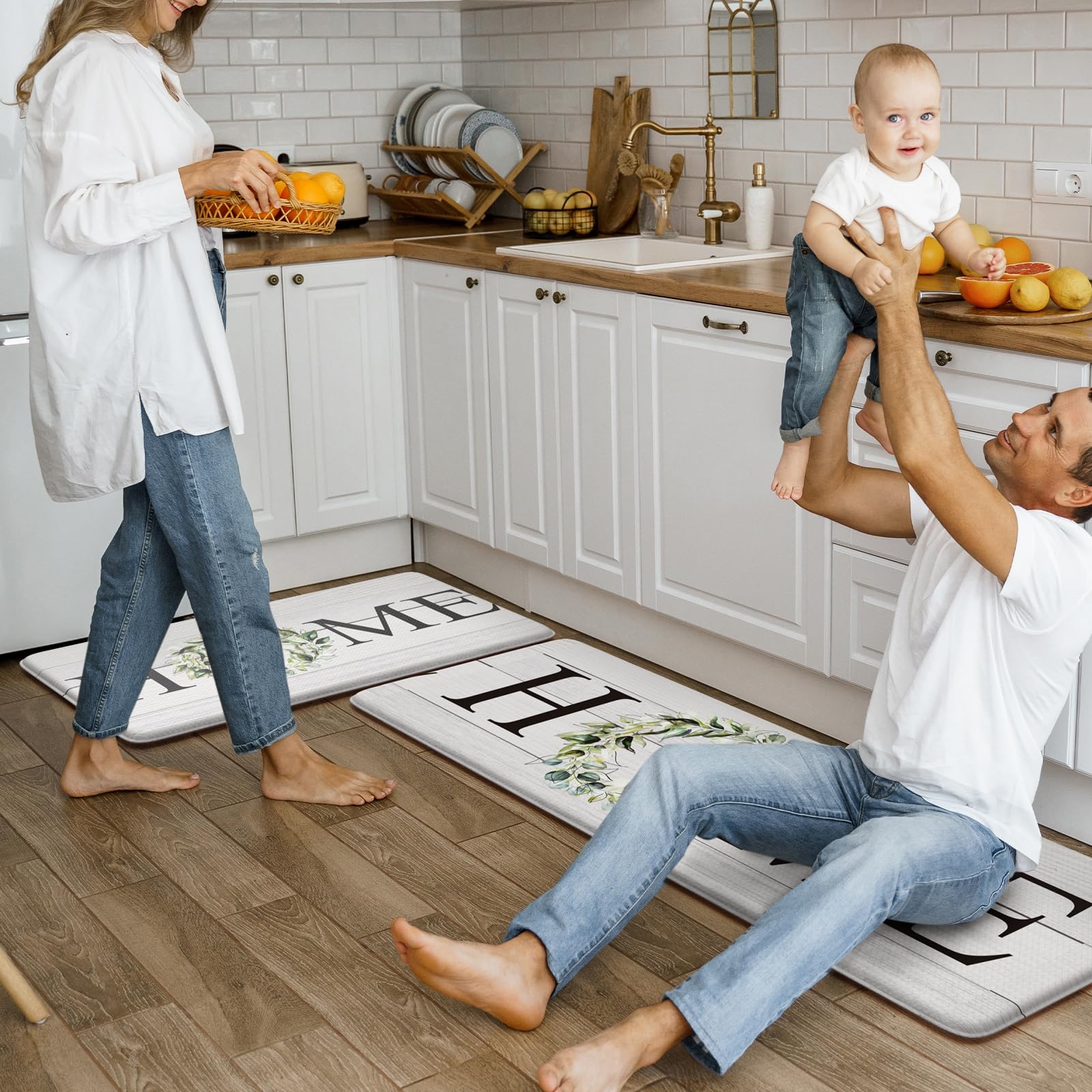 KIMODE non-slip mat stays put on tile or wood floors