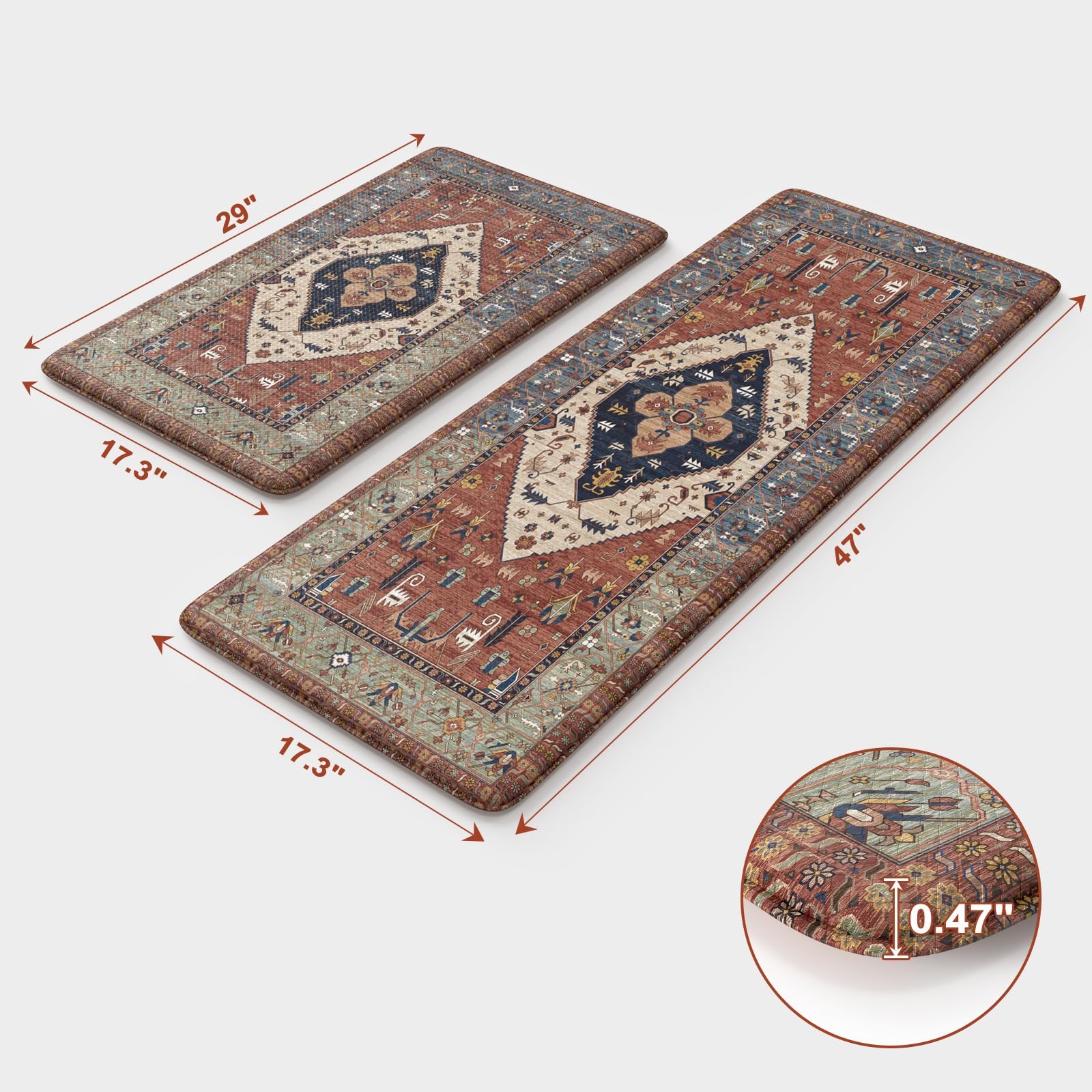 KIMODE 2-piece mat set in 17.3 x 29 inches ideal for sink and laundry tasks