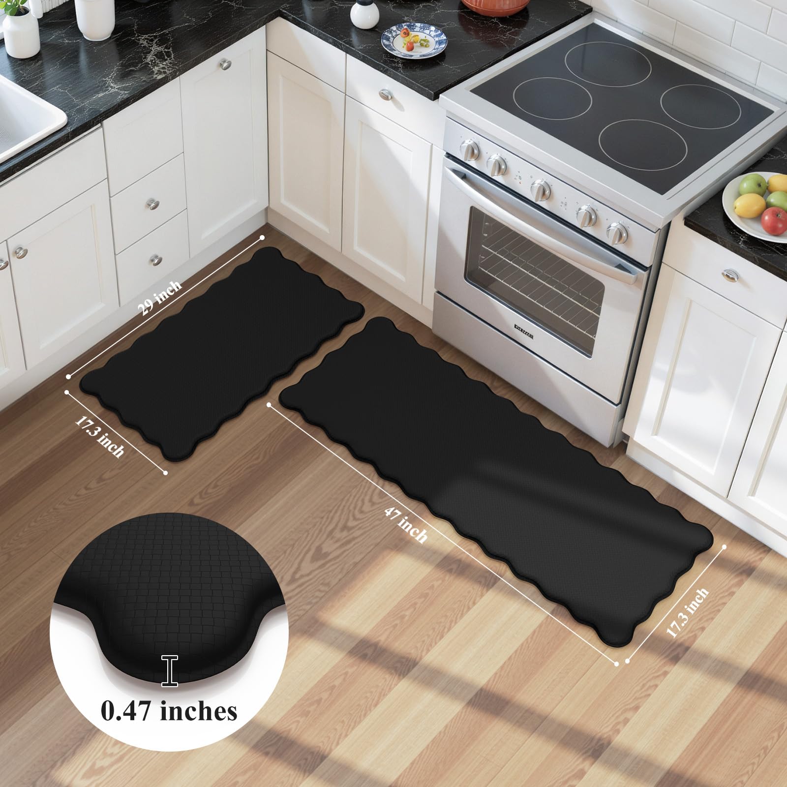 KIMODE black kitchen mat blends with any decor