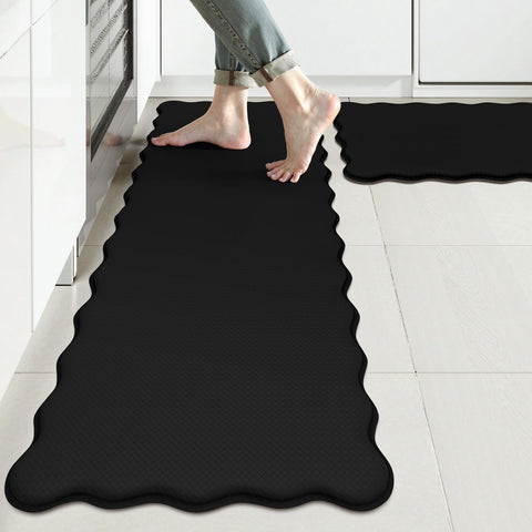KIMODE scalloped long kitchen mat provides cushioned comfort for standing