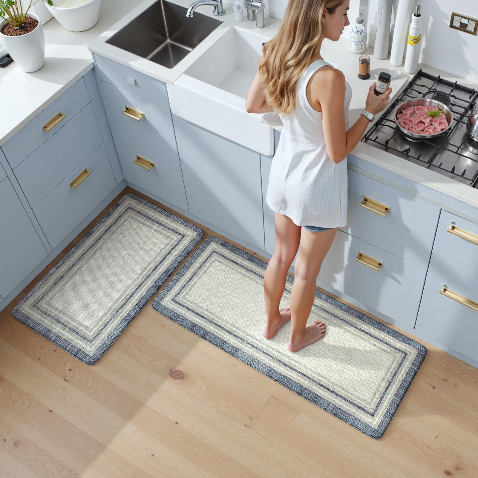 Versatile Kimode mat fits kitchen, laundry, office, sink areas