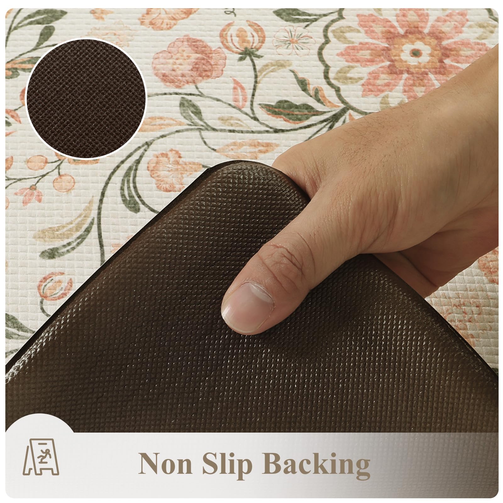 KIMODE non-slip rubber back detail ensures grip on wet or smooth floors