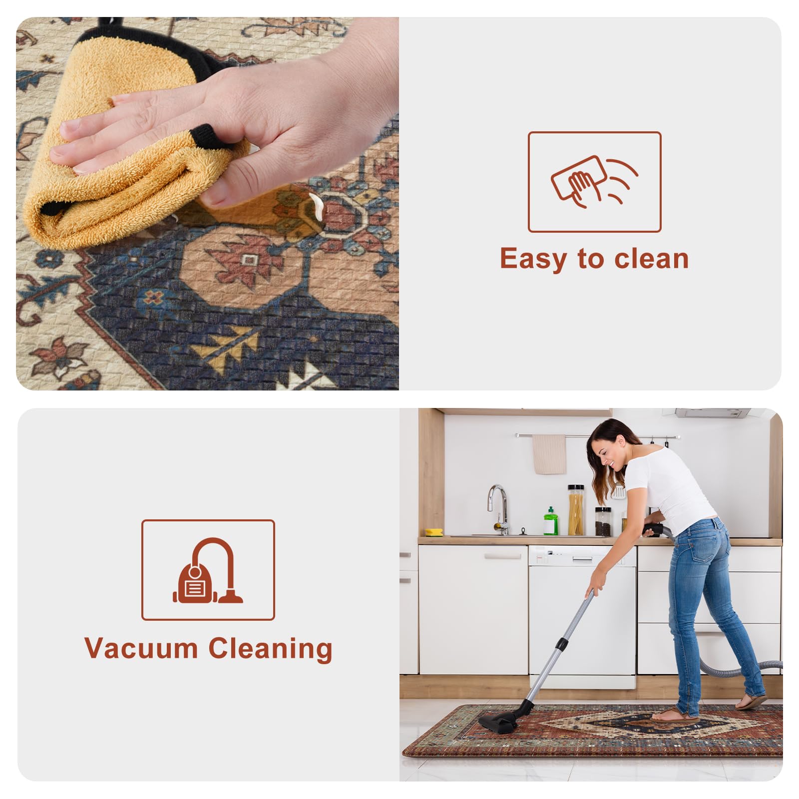 KIMODE mats feature non-slip rubber backing to stay in place on dry floors