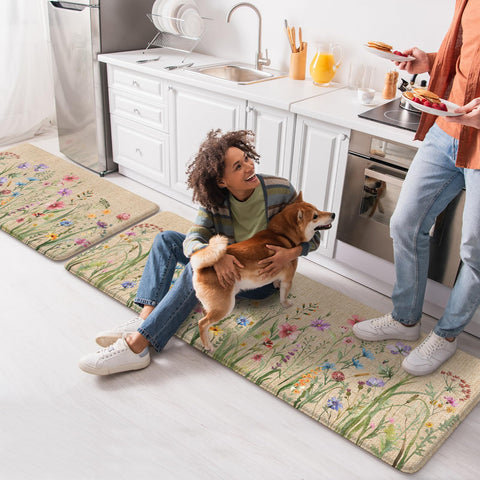 Kimode anti-fatigue mats support standing tasks at kitchen or desk.