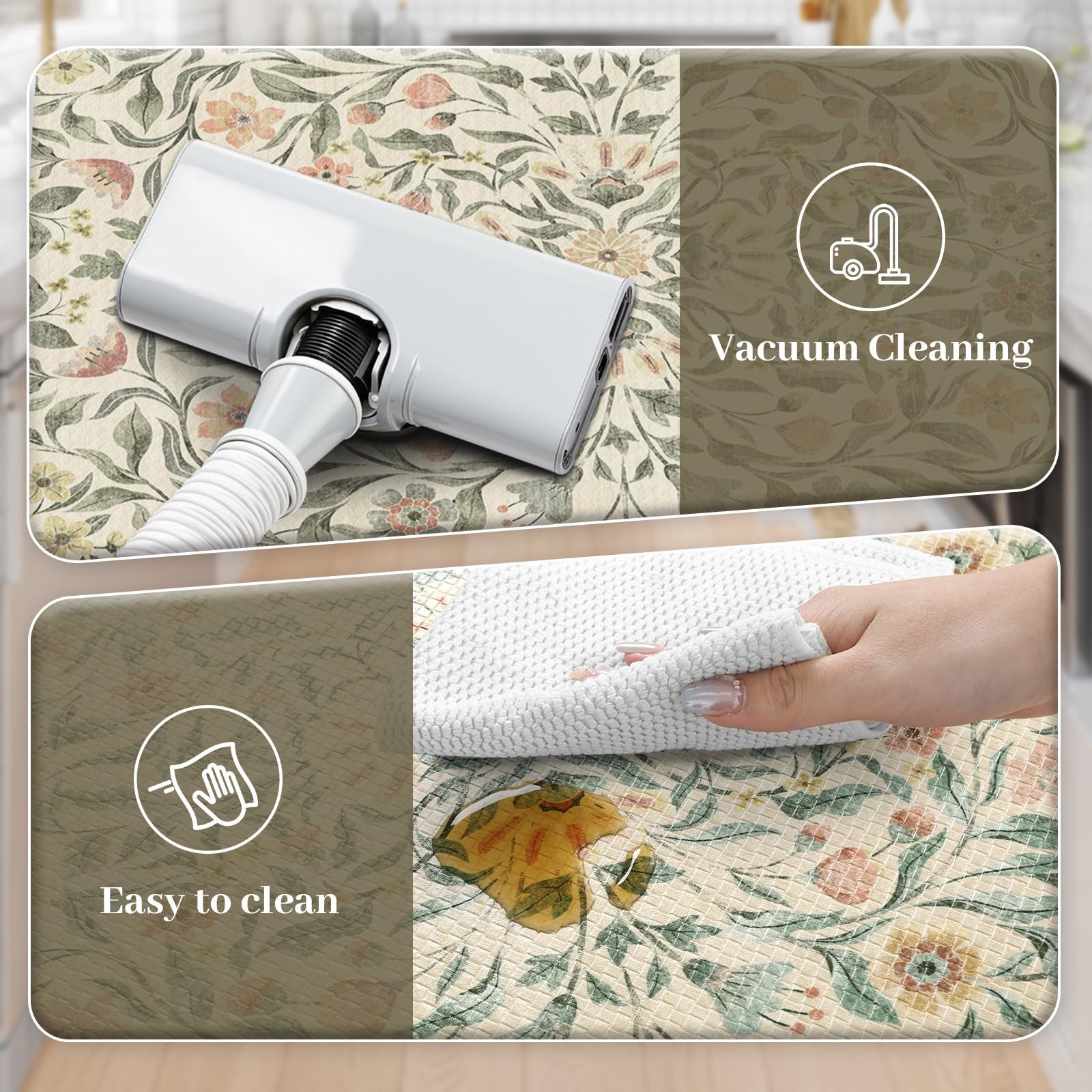 KIMODE waterproof and easy-clean mats resist spills and wipe clean.