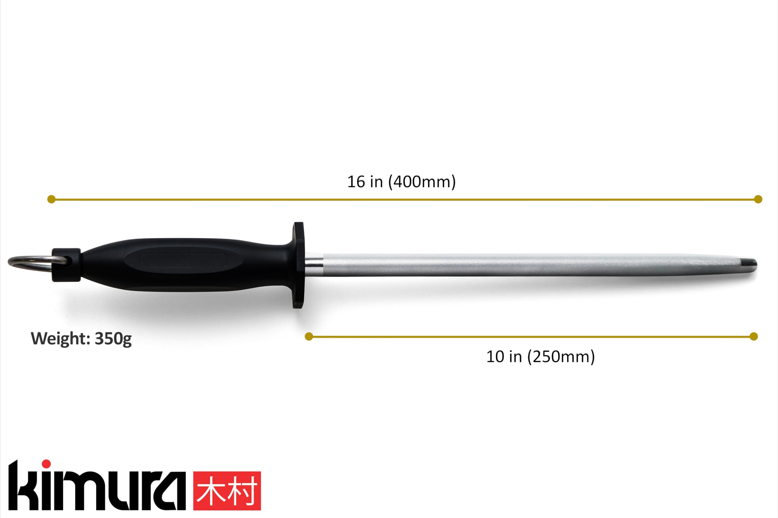 Kimura full-tang diamond honing steel delivers durable, long-lasting performance.