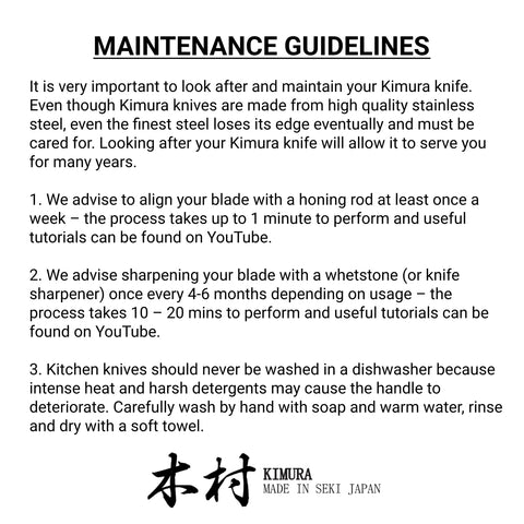 Kimura lifetime warranty communicates confidence in long-term kitchen use.