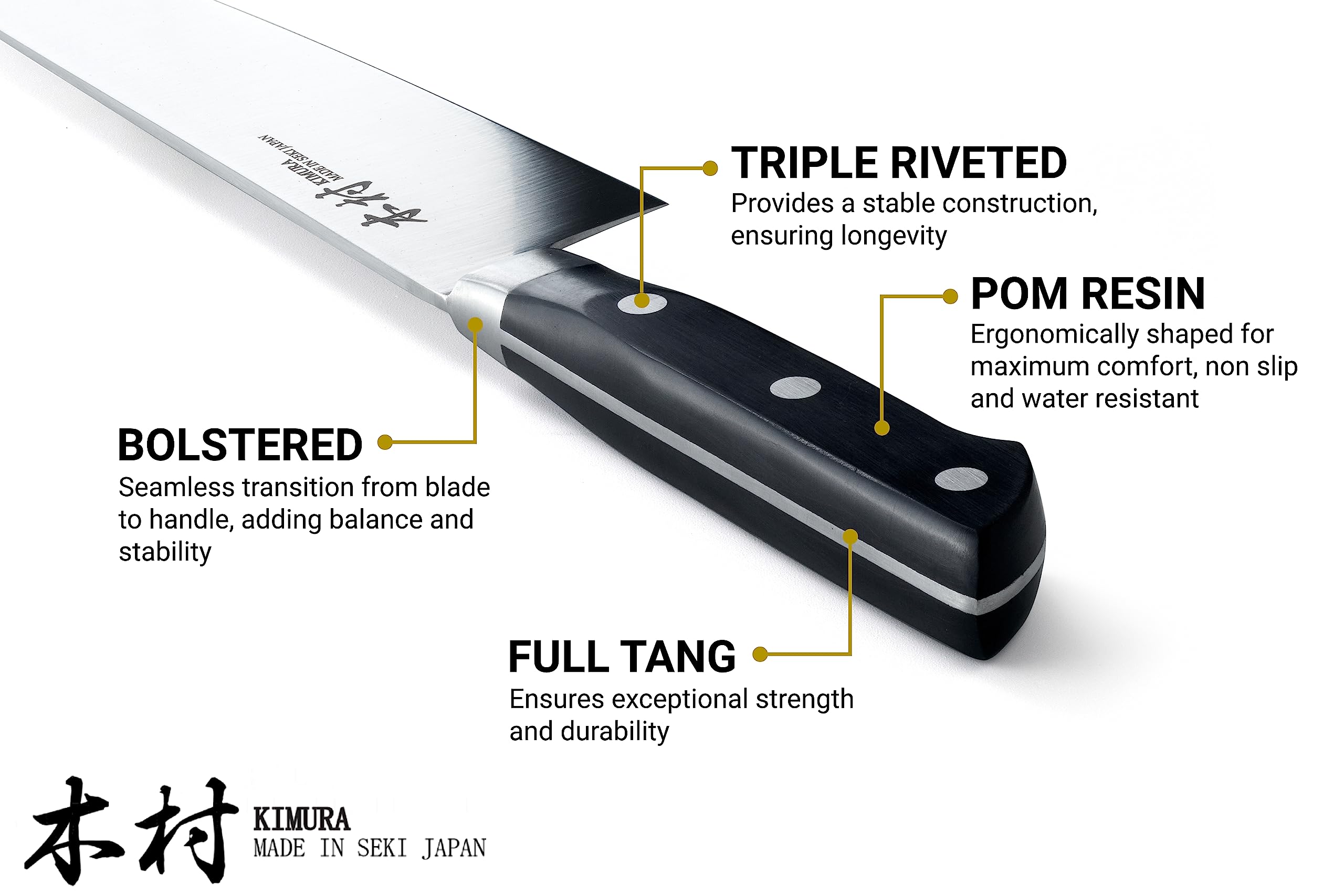 Kimura knife from Japan's Seki; renowned craftsmanship and longevity.
