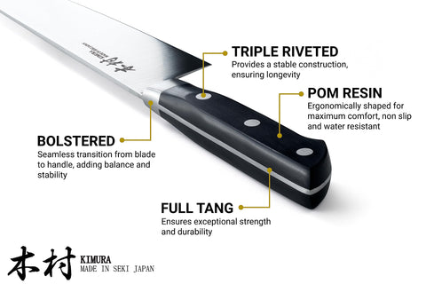 Kimura knife from Japan's Seki; renowned craftsmanship and longevity.