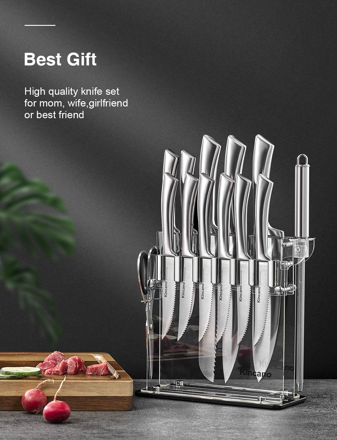 Kincano sharpening tool and scissors with stand for easy maintenance.