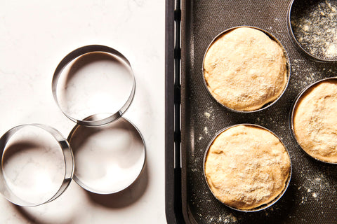 King Arthur rings ensure even cooking and browning on the griddle.
