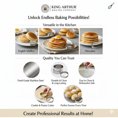King Arthur rolled-edge rings deliver safe lifting on the cooktop.
