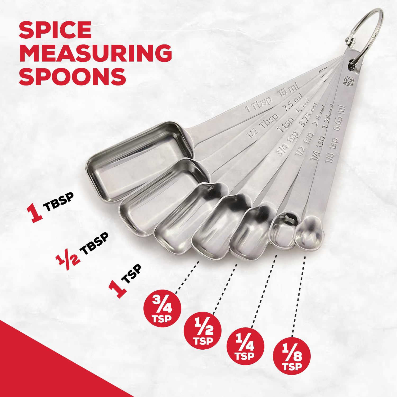 King Arthur spice spoons with a slim profile and long handles.