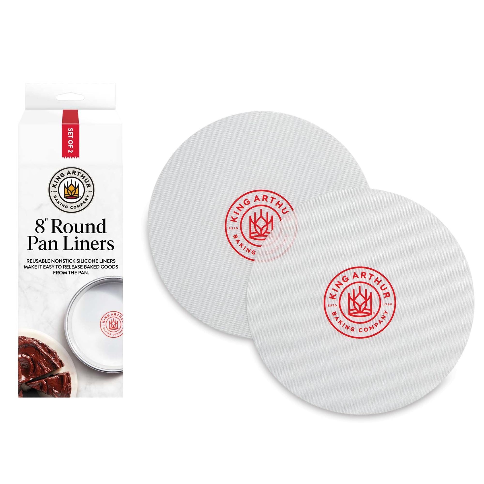 King Arthur square round pan liner nonstick silicone for easy release in 8-inch pans