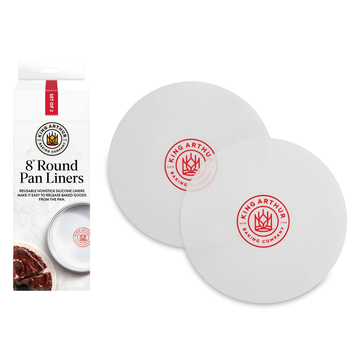 King Arthur square round pan liner nonstick silicone for easy release in 8-inch pans