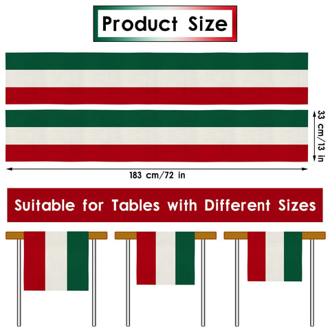 Kingdder linen runner with Italian flag design enhances themed parties