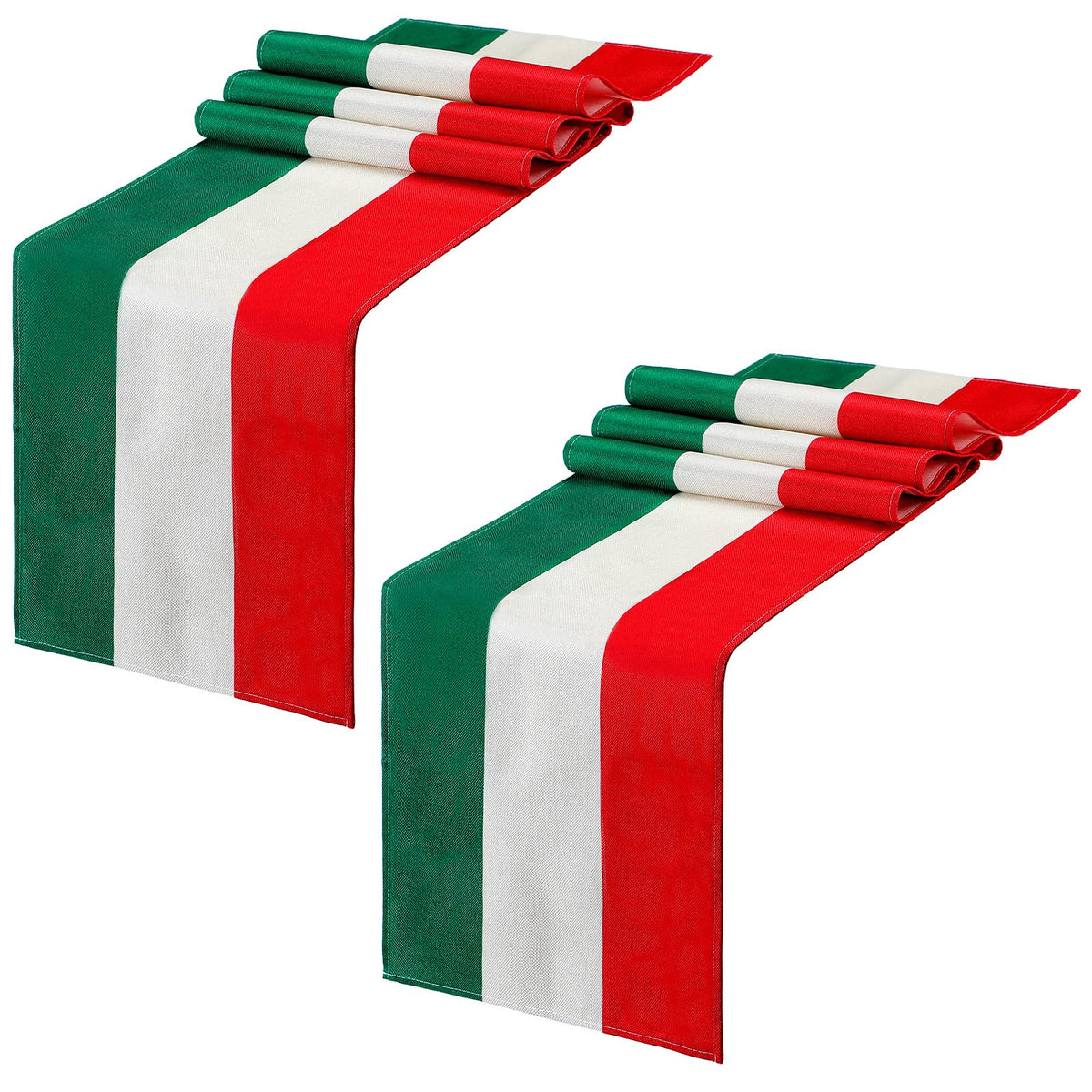 Kingdder Italy table runner in red, green, white stripes for festive dining