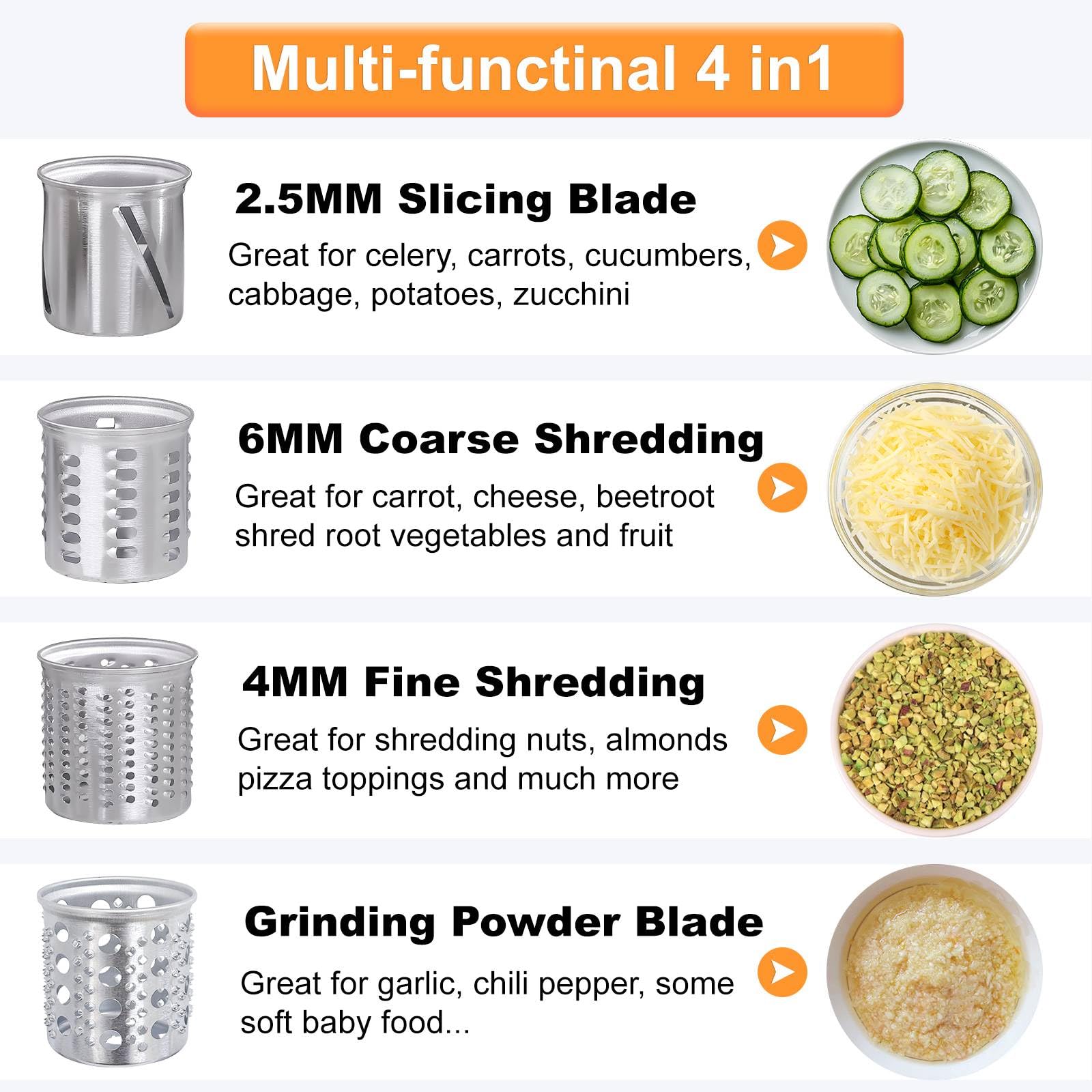 Ergonomic food pusher with knob offers comfortable handling.