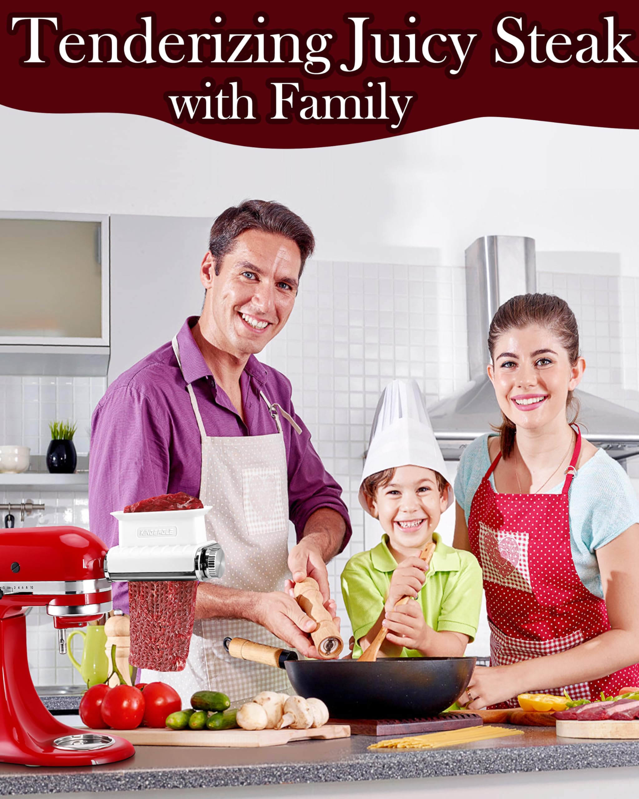 KINGEAGLE meat tenderizer with three settings knob for customizable texture.