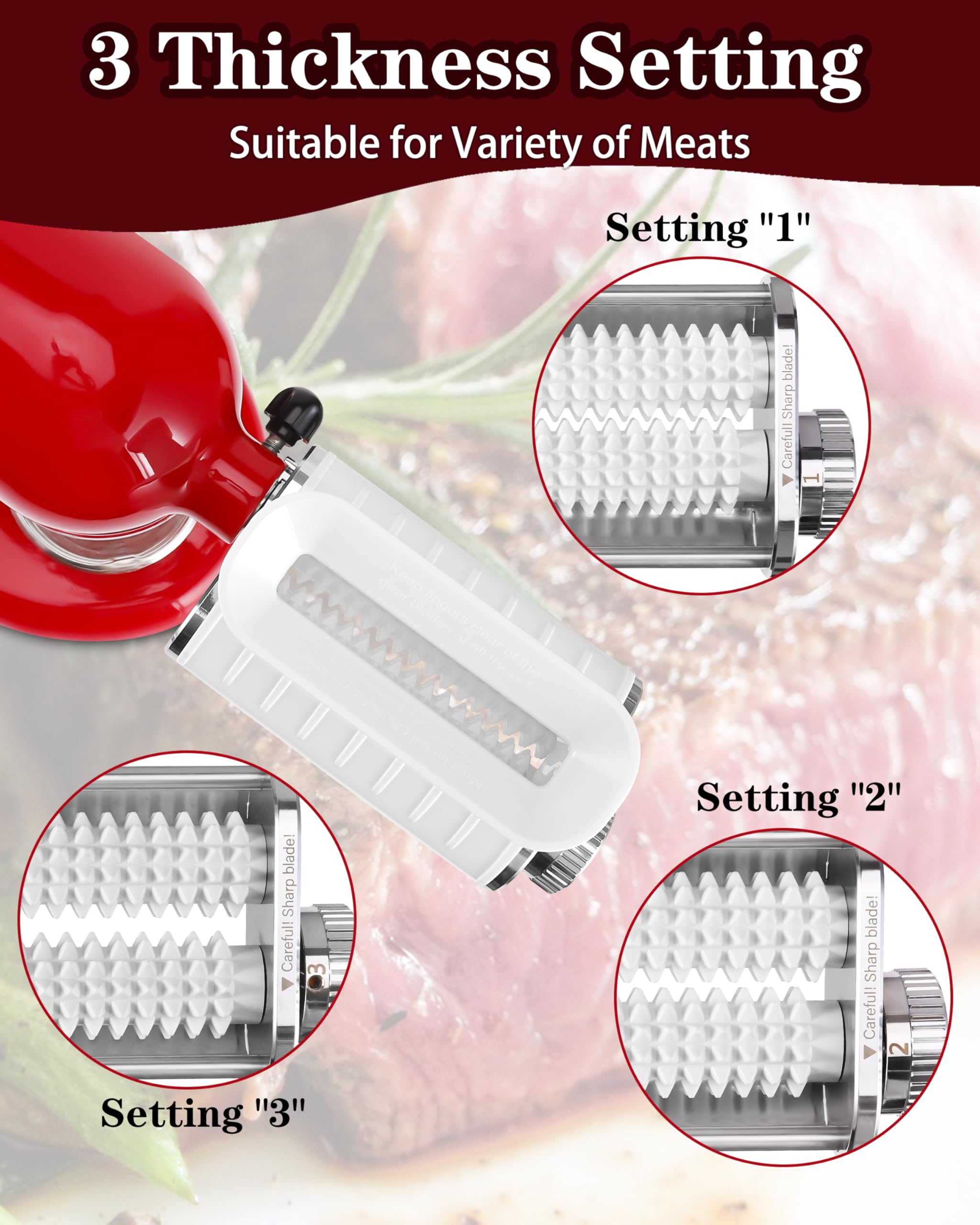 KINGEAGLE tenderizer handles beef, pork, and lamb for consistently tender results.