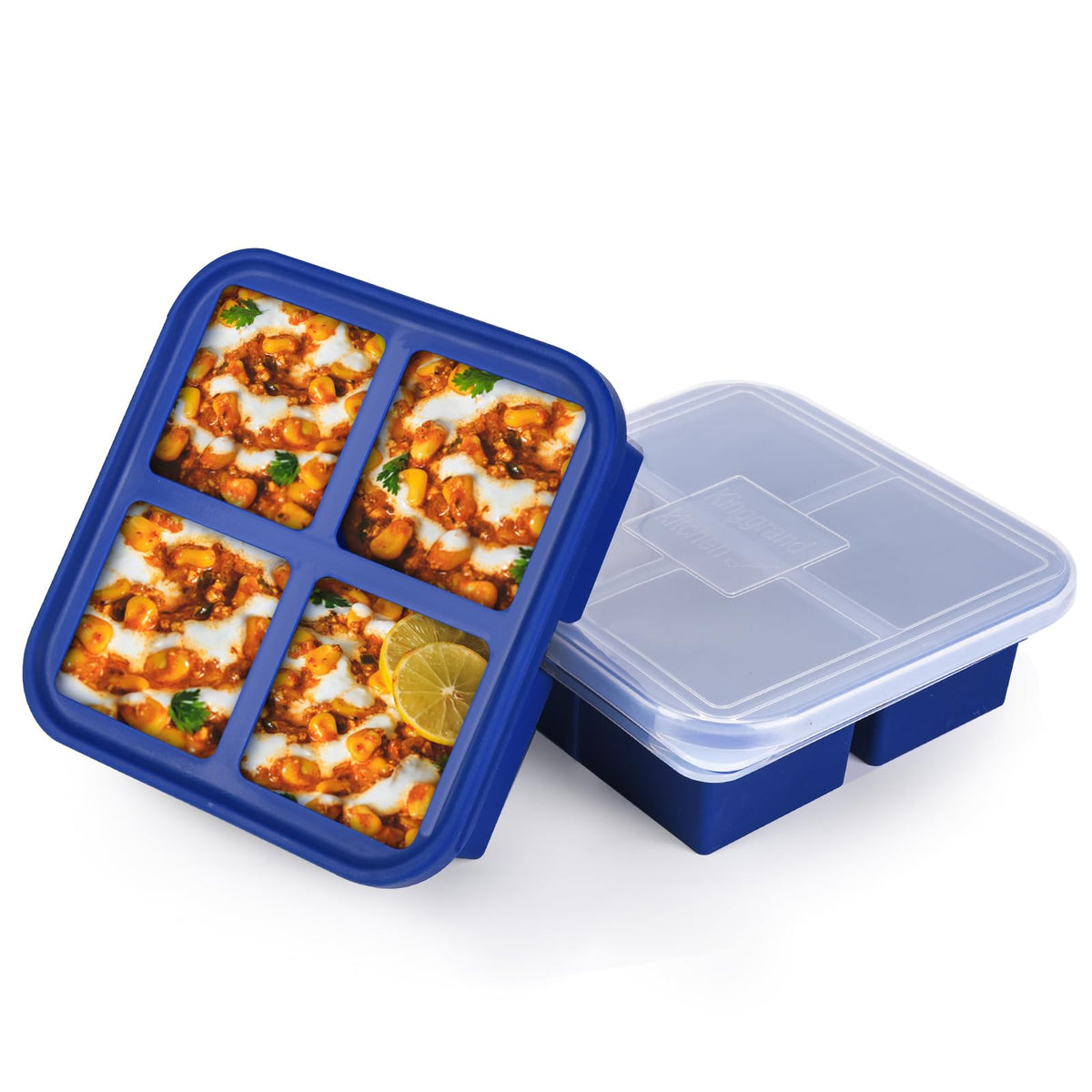 Kinggrand Kitchen 1-cup silicone freezer mold with lid for easy portioning.