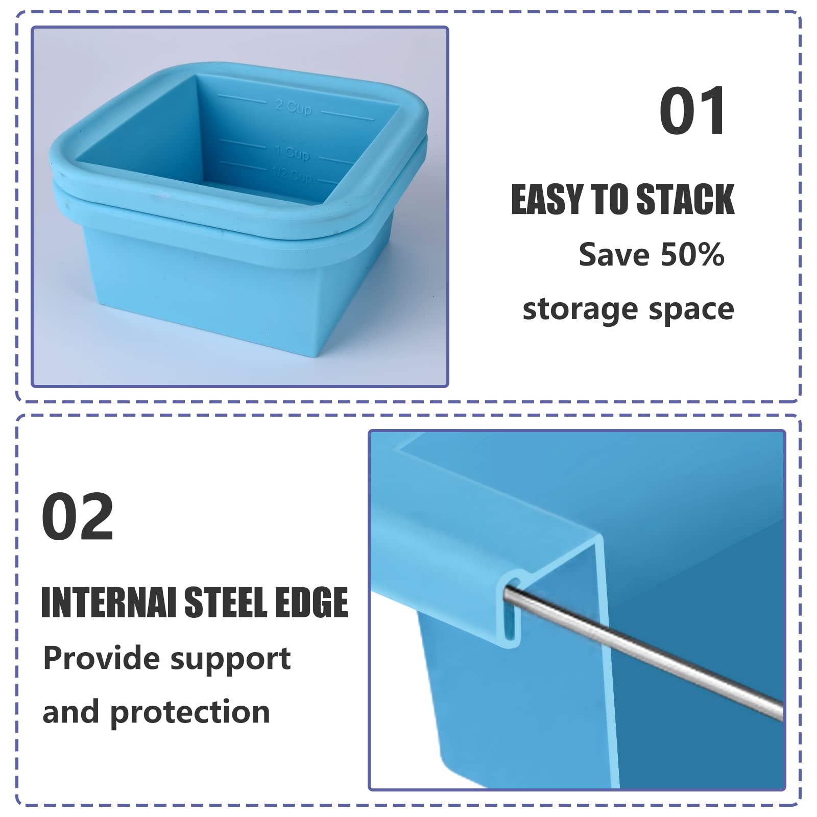 Kinggrand Kitchen 2-cup freezer cube demonstrates compact storage for soups and sauces.