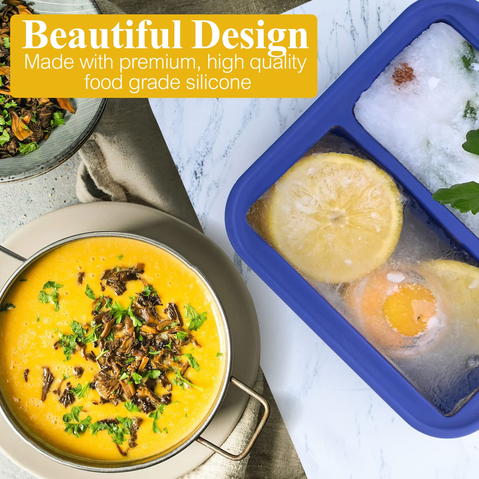Kinggrand Kitchen freeze soups and broths in 2-cup portions.