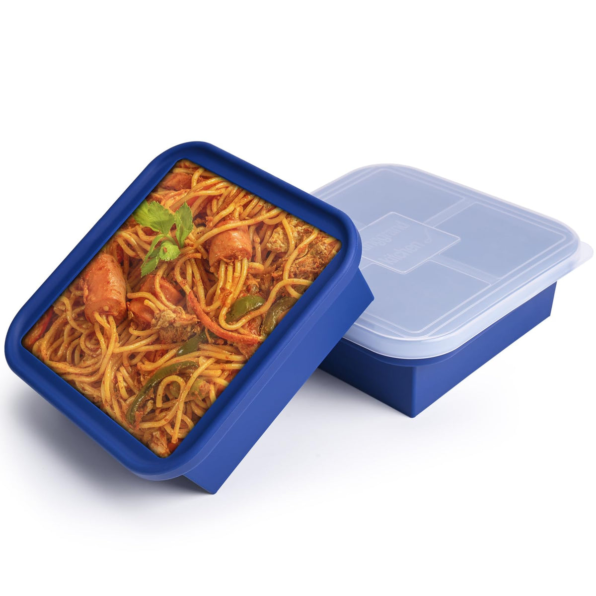 Kinggrand Kitchen large tray with lid showing 4-cup portion capability for easy storage.